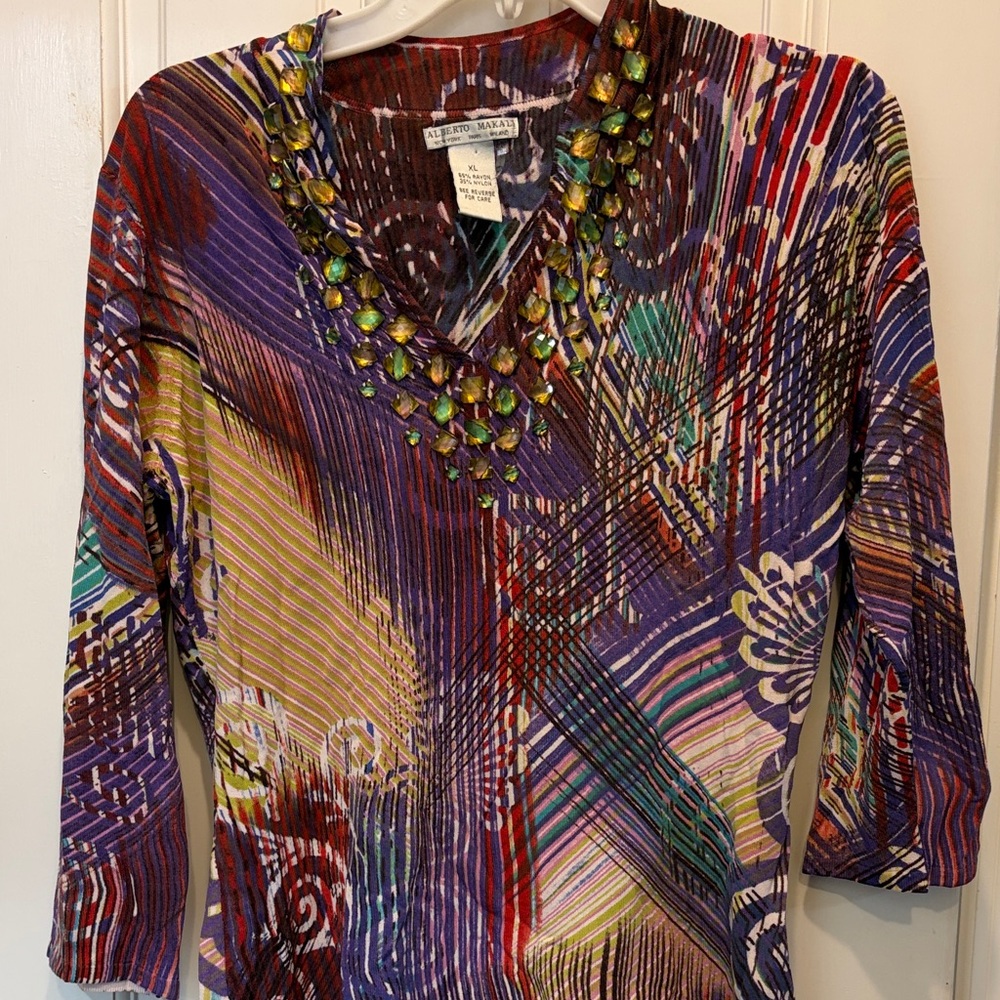 Alberto Makali Colorful V-Neck Sweater